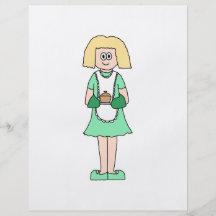 Woman with a hot soup pot. In green and white. Custom Flyer