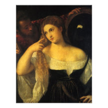 Woman with a Mirror by Titian Personalized Invitation