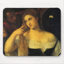 Woman with a Mirror by Titian Mousepad