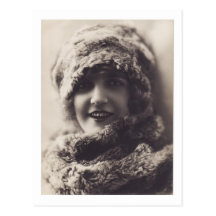 Woman with Fur Hat Post Card
