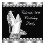 Womans Elegant Black 40th Birthday Party Personalised Announcement