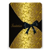 Womans Gold 50th Birthday Party Custom Invitations
