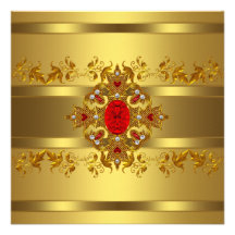 Womans Gold 50th Birthday Party Personalized Announcement