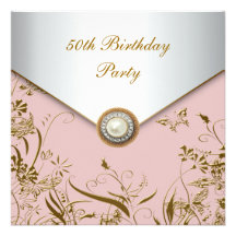Womans Gold Butterfly 50th Birthday Party Custom Invite