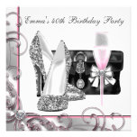 Womans Pink 40th Birthday Party Invitations