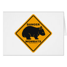 Wombat Danger Road Sign Greeting Cards