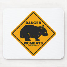 Wombat Danger Road Sign Mouse Pads