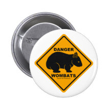 Wombat Danger Road Sign Pin