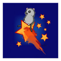 Wombat Riding A Shooting Star Personalised Invitation