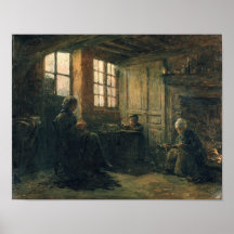 Women Fraying Linen, Honfleur, 1877 Print