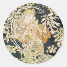 Women with Daisies Art Nouveau Sticker