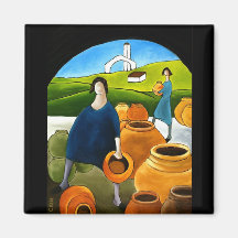WOMEN WITH POTS FRIDGE MAGNETS