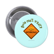 Women Working Construction Sign Buttons