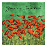 Women's BIRTHDAY Red Poppy Flowers Invitation
