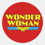 Wonder Woman Name and Logo Round Sticker