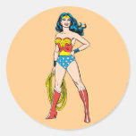 Wonder Woman Standing Round Stickers