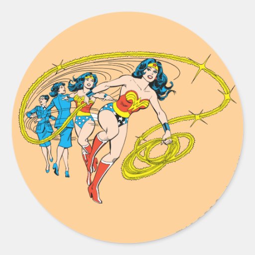 Wonder Woman Transform Round Stickers