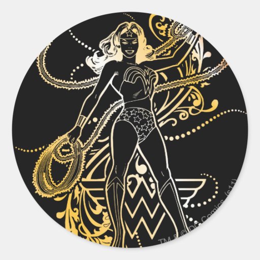 Wonder Woman Yellow Fade Round Stickers