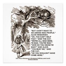 Wonderland Alice Go Among Mad People Quote Custom Invitation