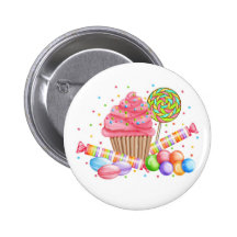 Wonderland Cupcake Candy Lollipop Sweet Tarts Pinback Buttons