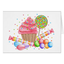 Wonderland Cupcake Candy Lollipop Sweet Tarts Greeting Card