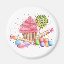 Wonderland Cupcake Candy Lollipop Sweet Tarts Fridge Magnet