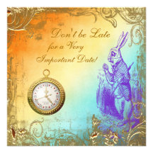 Wonderland White Rabbit Baby Shower Tea Party Personalised Invitation