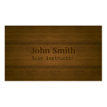 Wood Embossing Swim Instructor Business Card