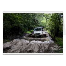 Wooded Jeep Greeting Cards