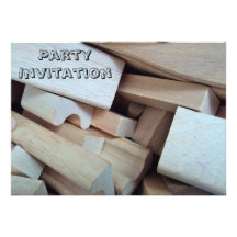 Wooden Building Blocks Party Invitation