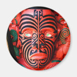 Wooden Carving of a Maori Warrior, New Zealand Fridge Magnets