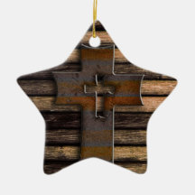 Wooden Cross Christmas Tree Ornament