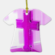 Wooden cross, purple version, photograph church christmas tree ornament