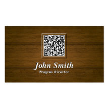 Wooden QR Code Program Director Business Card