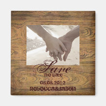 Woodgrain Rustic Country cowboyWedding Refrigerator Magnet