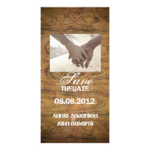 Woodgrain Rustic Country cowboyWedding Photo Cards