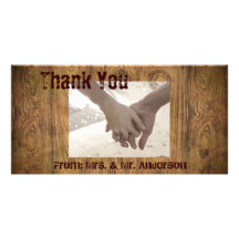 Woodgrain Rustic Country cowboyWedding Customised Photo Card