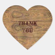 Woodgrain Rustic Country cowboyWedding Heart Stickers
