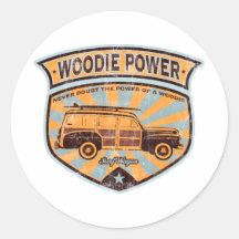 Woodie Wagon Round Sticker