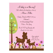 Woodland Baby Deer Baby Shower Invitation