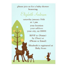 Woodland Deer Baby Shower Invitations