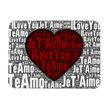 Word Art: "I Love You" 3 languages - Red Heart Flexible Magnet