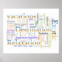 Word cloud  Vacation and Relaxation Text Print