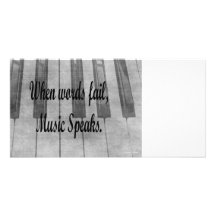 words fail piano music design personalized photo card