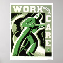 Work With Care 1937 WPA Print