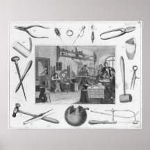 Workshop and main tools of jewellery, 1810 print