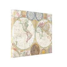 World Map Atlas Image Stretched Canvas Print
