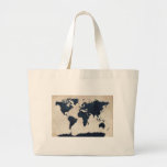 World Map Distressed Navy Bags