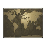 World Map Gold Stretched Canvas Print
