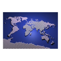 World Map in Blue posters